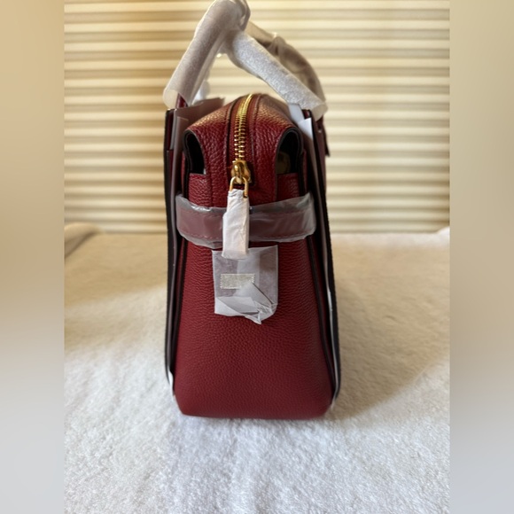 Michael Kors Brown MK signature  and Red Leather Mercer Satchel/Crossbody - Picture 4 of 10